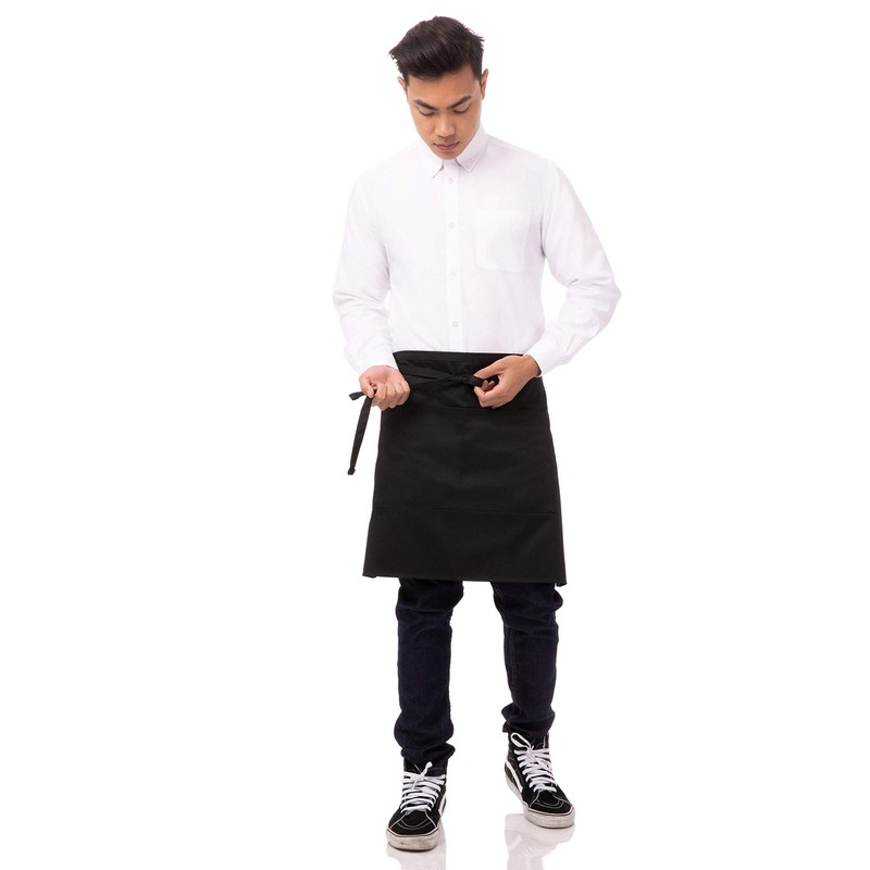 Chef Works mens Half Bistro Apron, Black, 19-Inch Length by