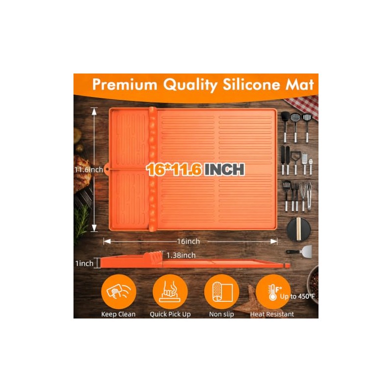 Bolycen Silicone Griddle Tool Mat for Grilling and Cooking