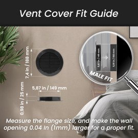 Repa Market 6'' Inch Plastic Black - Vent Cover With Flange - Round Soffit Vent - Air Vent Louver - Grille Cover - Protective Screen Mesh - HVAC Ventilation