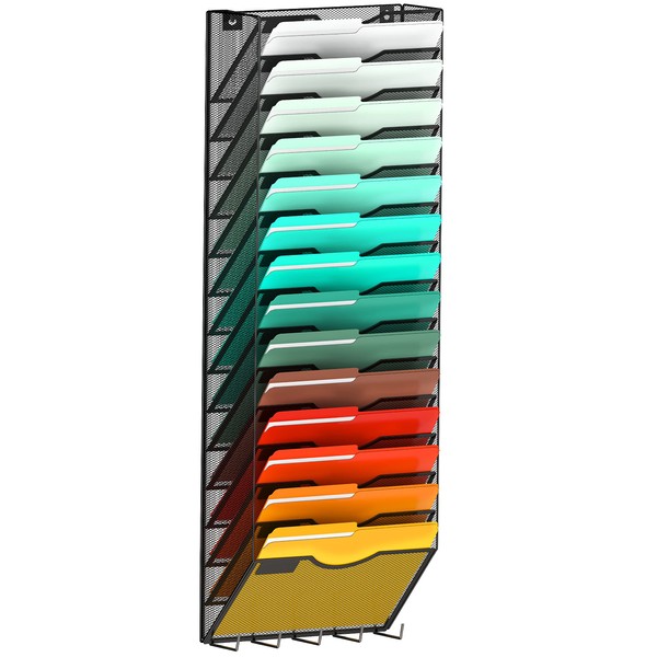 10-Tier Hanging Wall File Organizer Wall Mounted File Holder Document