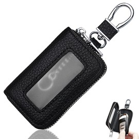 TBDBNR Key Case, Smart Key Case, Set of 1, with Window, Car Key Case, PU Leather, Keychain, Women's, Men's, Key Case, Zipper, Smart Key, Anti-Lost, Single Layer Operation, Multi-functional, Home Keys,