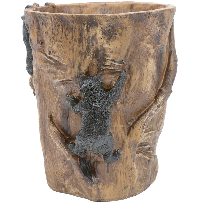 BLACK FOREST DECOR Climbing Black Bears Waste Basket – Rustic