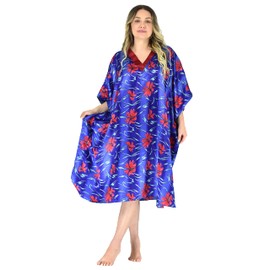 Up2date Fashion Caftanes cortos de satén para mujer, Lirios de mar profundo, Talla única