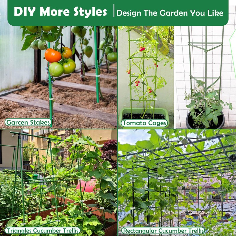 Cludoo 94PCS Garden Stakes Set with 30 Sets Fiberglass Plant