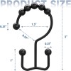 Titanker Black Shower Curtain Hooks Rings, Rust-Resistant Metal Double Glide