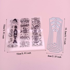Alinacutle - 1 sello transparente de Santa Feliz Navidad con 1 juego de troqueles de etiqueta, corte de metal, álbumes de recortes y álbum para regalo de Navidad, decoración de día festivo, plantilla