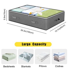 FDKYOEK 4 Pack Under Bed Storage Bags, Shoe Storage Containers, Foldable Underbed Storage Organizer Closet Containers, Bins for Clothes, Quilts, Sheets, Pillows, Shoes