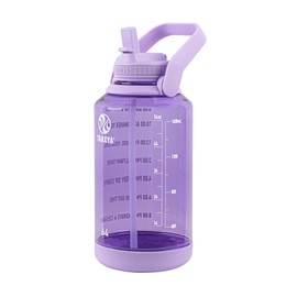 Takeya Tritan Motivational Water Bottle with Straw Lid - Durable, BPA-Free - With Time Marker - Leakproof & Non-Slip Bumper - 64 oz, Vivacity Purple