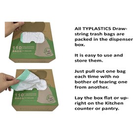 TYPLASTICS Tall Kitchen Drawstring Trash Bags, 13 Gallon, 110 Count