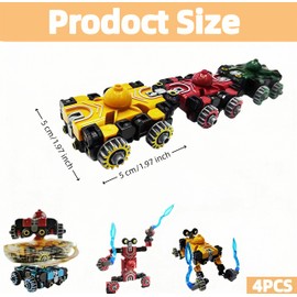 4Pcs Transforming Fidget Spinner Toys, Transformable Robot & Car Action Figures, Deformable Mechanical Gyro Finger Toys, Party Bag Fillers & Stocking Stuffers Fidget Toys for Teens Adults