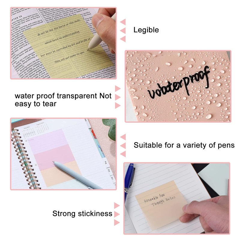 DKDDSSS 1850 Pcs Durable Transparent Sticky Notes Tabs - Clear