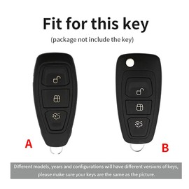 ontto Leather Car Key fob Cover fit for Ford Focus Mondeo Fusion Fiesta Ka Kuga S-Max 2011-2017 Flip Key case Key Holder Key Shell Keychain Keyring Protective Accessories Black