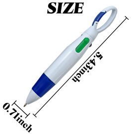 NSBELL 12PCS Plastic Carabiner Shuttle Pens 4-in-1 Retractable Ballpoint Pens Multicolor Pens with Buckle Keychain on Top for Office School Supplies Students Children Gift