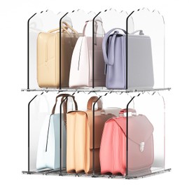 Oudoly Purse Organizer for Closet, Adjustable Shelf Divider for Closet,Closet Organizers and Storage Clear Purse Organizers for Closet Acrylic Handbag (4layer)
