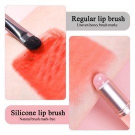 Silicone Lip Applicator,4 Pcs Silicone Lip Brush Smudger with Lid Hygienic,Convenient, Easy to Clean,Enhance Care Suitable for Lipstick and Gloss (2 Pink Heads+2 Gray Heads)