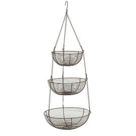 RSVP International Hanging Storage Collection 3-Tier Baskets, Bronze Woven Wire