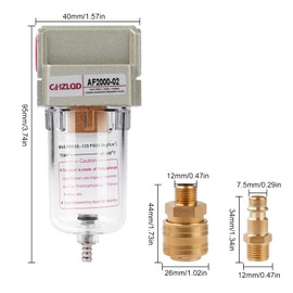 TICFOX 1/4 Inch Water Oil Separator Brass Water Separator Compressed Air with Quick Coupling Compressed Air Filter Quick Coupling for Compressor Filter, Compressed Air Filter