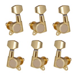 6-Pack (3L+3R) Sealed Square Guitar Machine Heads - High-Precision Compact Tuners for Acoustic & Electric Guitars, Durable Tuning Pegs with (Gold)