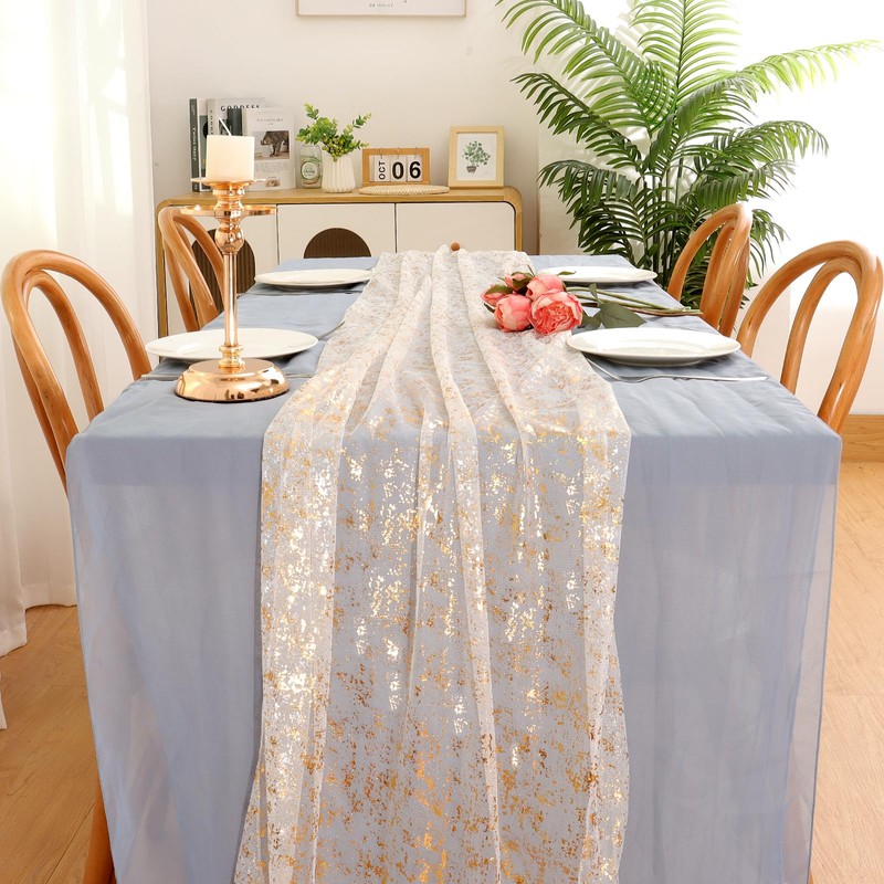 LOMOHOO 2 x Silver Table Runners, 70 x 300 cm