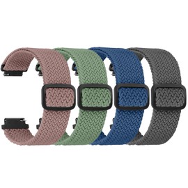 FTYQUEE 4 Pack Braided Stretchy Adjustable Straps 16mm 18mm Quick Release for Women Men,Sport Elastic Nylon Cloth Wristbands Band Width 16mm 18mm