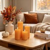 Orange Fall Thanksgiving Flameless Pillar Candles with Remote Set of