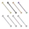Pierced Owl 14G Stainless Steel CZ Crystal Lined Industrial Barbell
