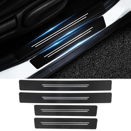 FT Funtor Carbon Fibre Patterned Car Door Sill Protector, Door Sill Sticker, Universal Car Door Protection, Carbon Fibre Bumpers, Anti-Scratch, Suitable for All Vehicles (4 Pieces)