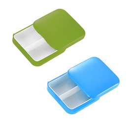 Lmyzcbzl 2Pcs 2 Grids Small Pill Box, Portable Pill Box, Travel Pill Organisers, for Storing Vitamins and Medicines, etc