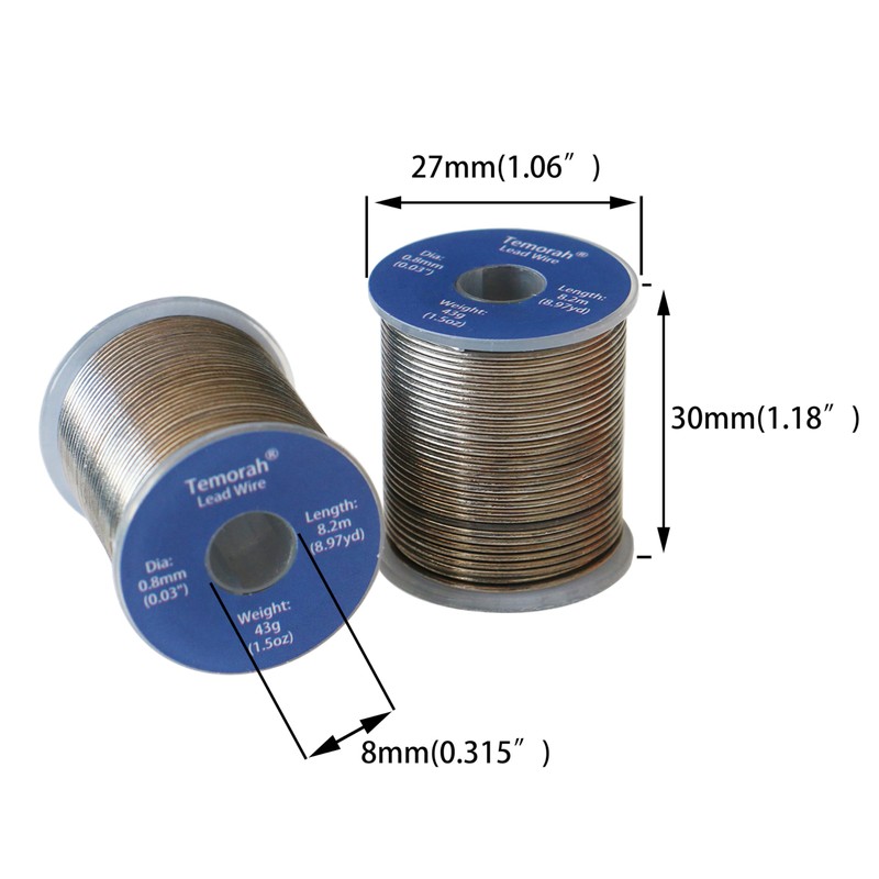 Temorah Lead Wire for Fly Tying Materials, 0.02"(0.5mm)