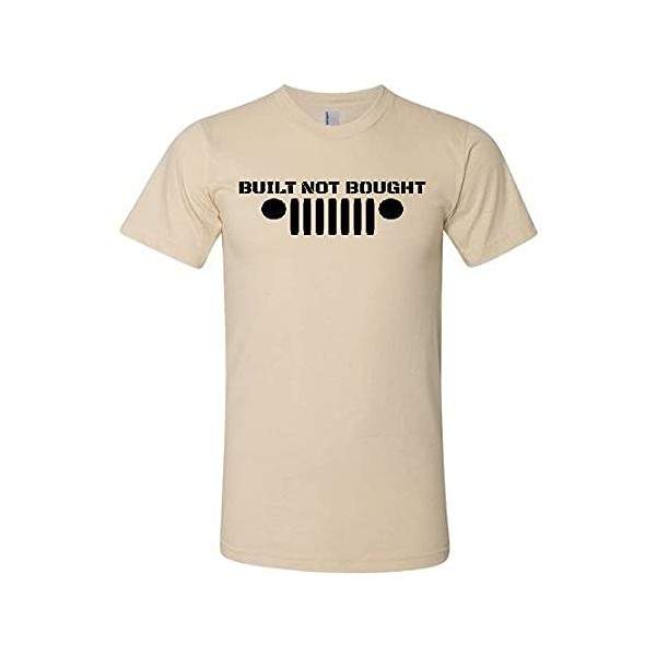 BubbasGarageTv - Built Not Bought T-Shirt (L, Sand)
