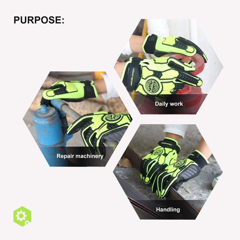 HLDD HANDLANDY Heavy Duty Work Gloves, SBR Padding, TPR Protector