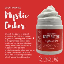 Sinarie Whipped Body Butter with Argan Oil, Shea & Cocoa Butter - Deep Moisture, 7 oz. (7 oz., Mystic Ember)