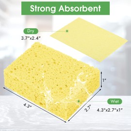 MOWPOG 12 PCS Dish Sponges Kitchen, Non Scratch Cleaning Sponge for Non Stick Cookware, Natural Compressed Cellulose Wash Scrub for Household Bathroom, Soft Washing Scrubbers (Yellow)