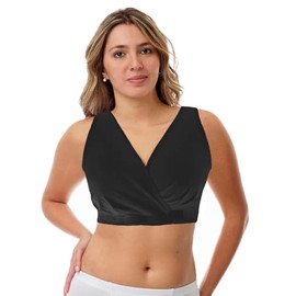 Underworks USA Arthritis Bra with Hook and Loop Closure - Sleep Leisure Breastfeeding Bra 3177, Black, 3X
