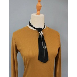 Black Gothic Wing Brooch Tie – Rhinestone Chain  Accessory Gemstone Collar