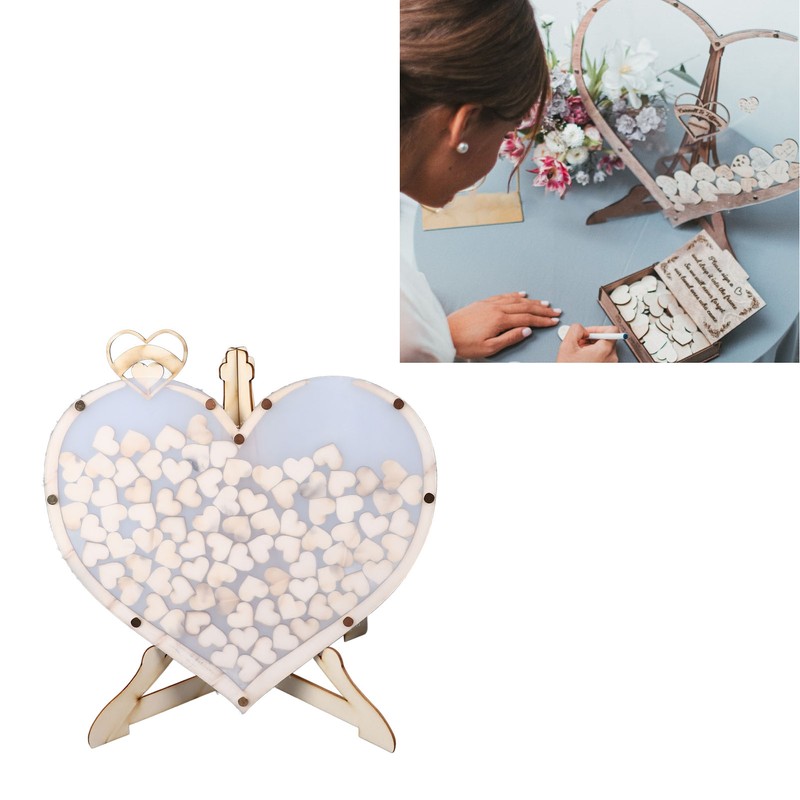 Wooden Wedding Frame Guest Book Drop Box with Stand 80