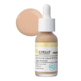 MyChelle Dermaceuticals Sun Shield Liquid Zinc SPF 30 Light/Medium - Tinted Sunscreen for All Skin With Oil-Absorbing Bentonite Clay - Use as Sheer Fo
