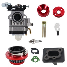 Upgrade 15mm Replace Carburetor kit Air Filter Manifold Inatake Pipe Compitable with 33cc 43cc 47cc 49cc 50cc 2 Stroke Carburetor Pocket Bike Atv Stand-up Scooters Dirt Bikes (red)