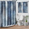 Blue Grey Gray Painting Waffle Textured Cloth Shower Curtain Set,