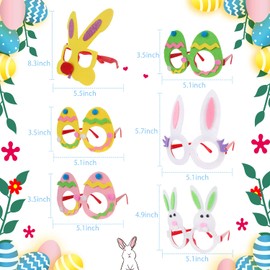 12 Pieces Easter Party Favors Plush Bunny Ears Hairbands Easter Bunny Glasses Frames Easter egg shaped glasses for Easter Party Decoration Supplies