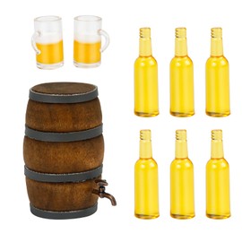 Wichtel Zubehör，Miniatur Bierfass Puppenhaus Weinfass Miniatur Weinglas Miniatur Puppenhaus Zubehör Bar Zubehör Holzfass Deko Ausstattung für Mini Puppenhäuser