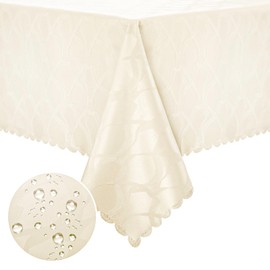 misaya Rectangle Vinyl Tablecloth, 100% Waterproof Heavy Duty Table Cloth for Rectangle Tables, Wipeable Table Cover for Kitchen, Dinner, Party (Beige, 60" x 120")