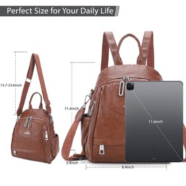 Angel Kiss Small Backpack Purse for Women,Soft Vegan Leather Roomy Backpacks,Designer Ladies Shoulder Backpack Fashion Handbag with Removable Strap,Brown