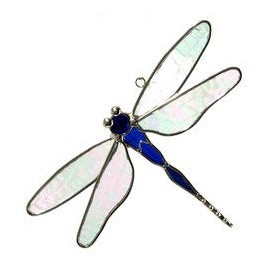 Stained Glass Dragonfly Suncatcher Blue Body