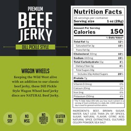 Top Notch Wagon Wheels Jerky - High Protein Snacks for Kids and Adults Made From Locally Raised Beef - Flavorful Rounds of Premium Beef Jerky (Dill Pickle)