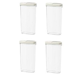 Ikea Plastic 365+ Dry Food Jar With Lid, Transparent, White, 2.3 L (2 Qt) - Pack Of 4
