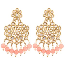 Efulgenz Indian Earrings for Women Indian Jewelry Bollywood Antique Gold Tone Faux Pearl Crystal Kundan Dangle Wedding Earrings Set