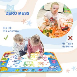Water Doodle Mat Kids,Painting Writing Color Doodle Mat,Drawing Board Educational Toys Toddler Birthday Gift for Age 1 2 3 4 5 6+ Year Old Boys and Girls