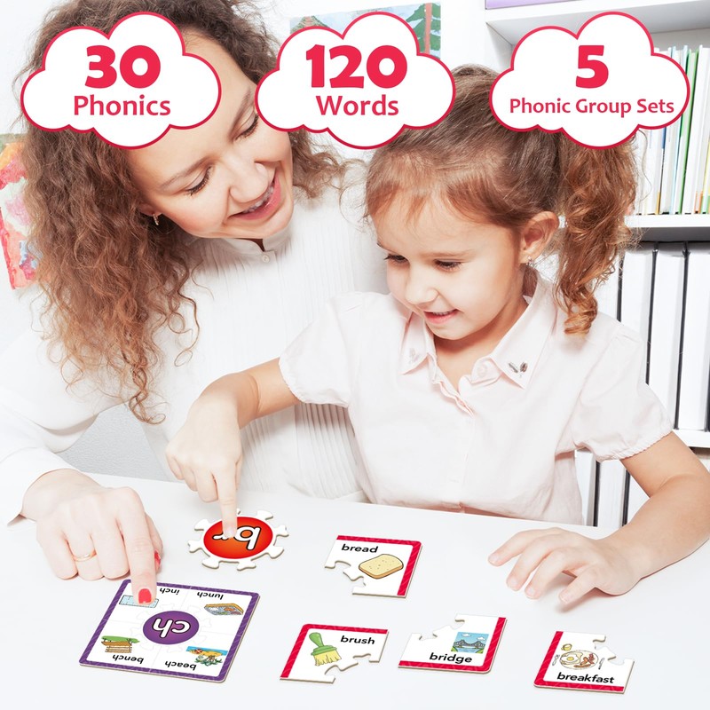 Torlam Phonics Puzzle, Rhyming Games Phonics Games Flash Cards for