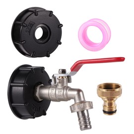 FOGWOWO IBC Tank Adapter, S60X6 Water Storage Tank Faucet Adapter 1/2 Inch Brass IBC Water Tank Tap,IBC Tank Fittings with 3/4" Female Threaded Brass Connector Replacement Valve Fitting Parts